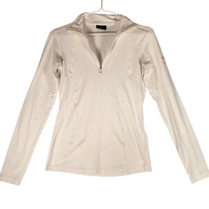 Bogner Womens Quarter Zip Pullover Long Sleeve Top XS White Star